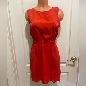 BY CORPUS Red Dress S Small Sleeveless Round Neck Keyhole Back Scallop Hem $100